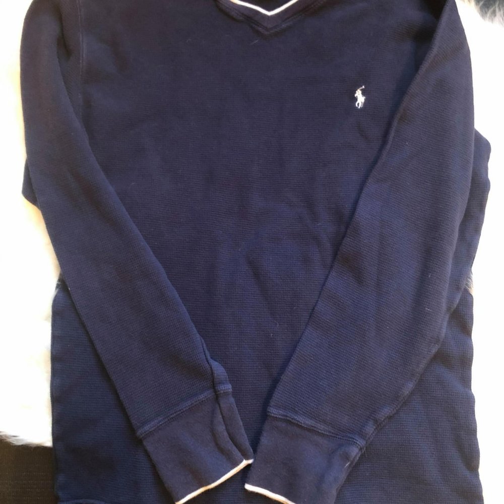 Mens Polo Ralph Lauren Blue/White Pullover Long